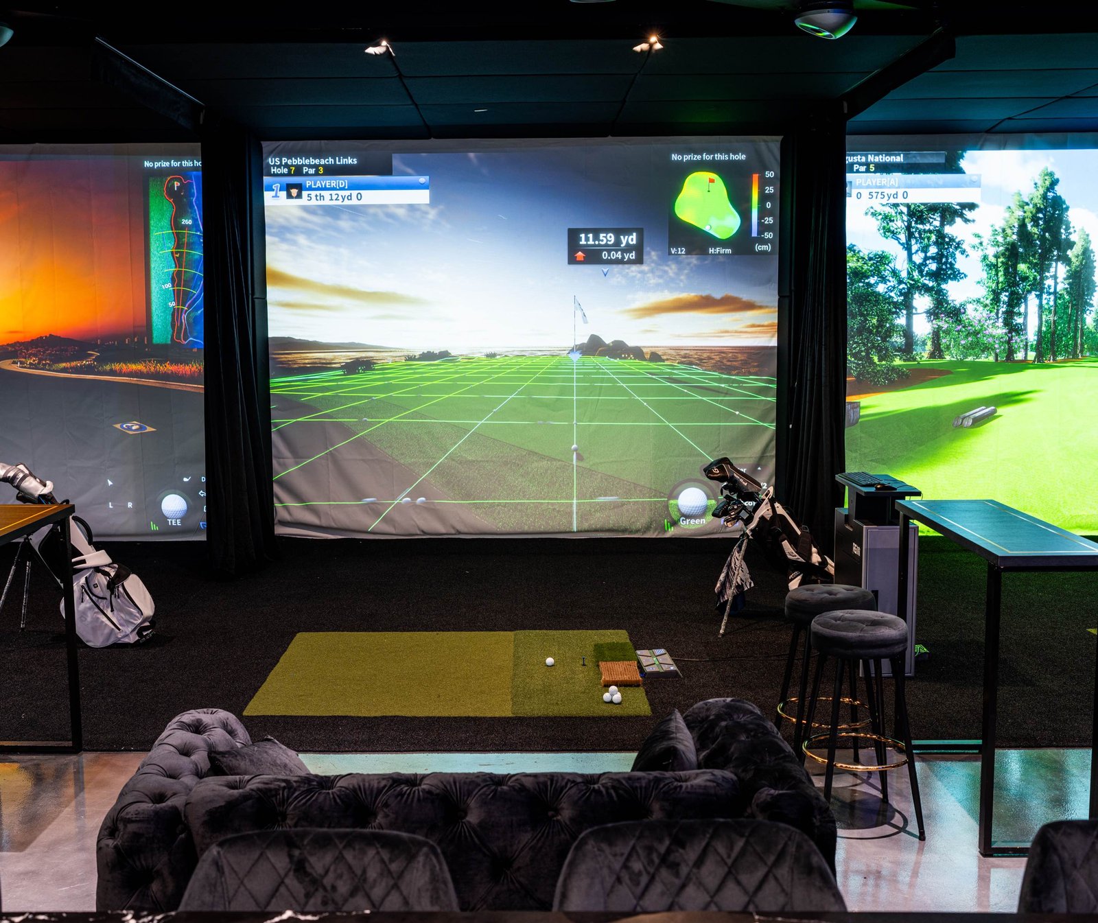 Generation Golf LA — multi-bay simulator view